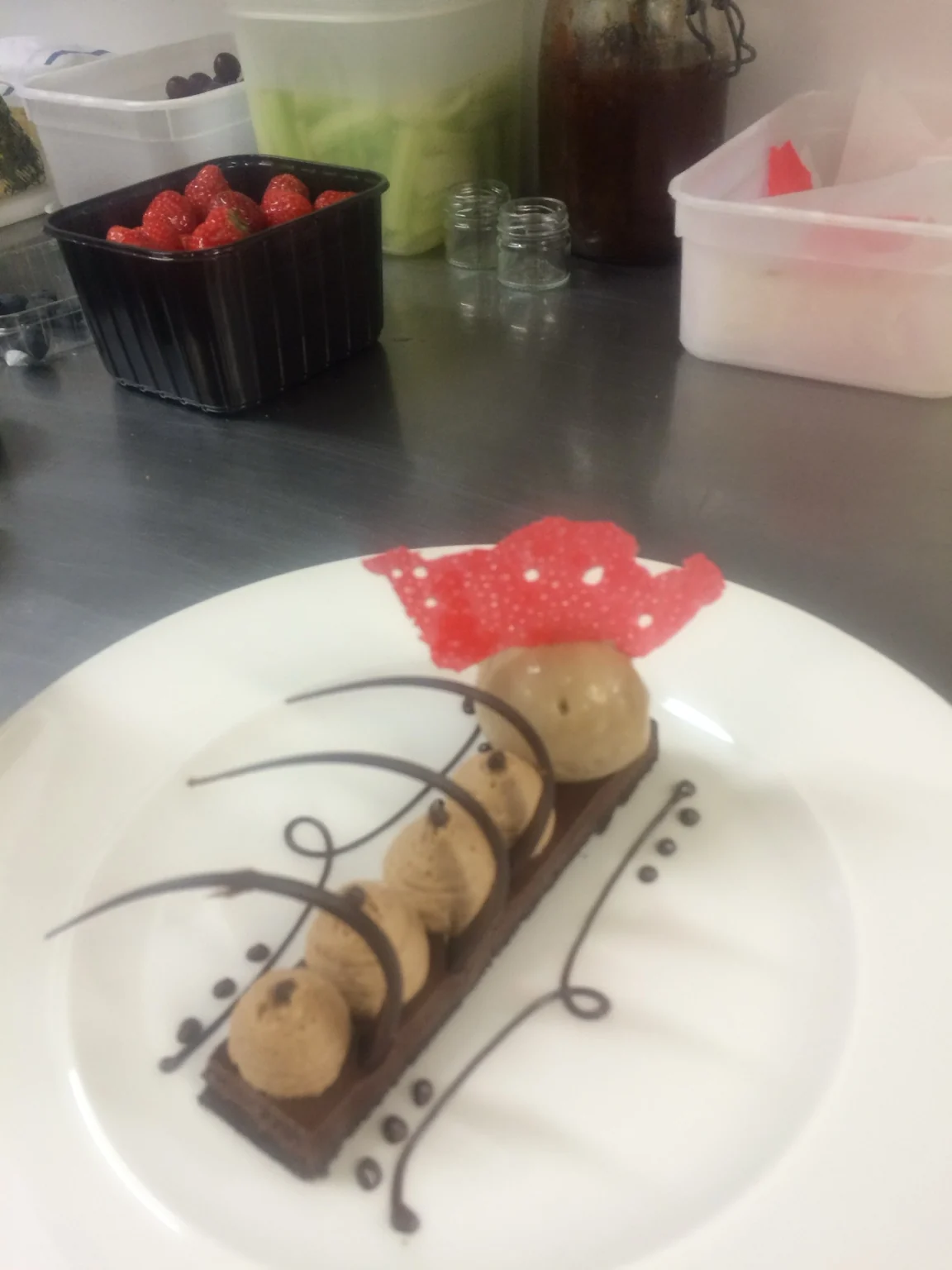 Chocolate dessert with elegant presentation