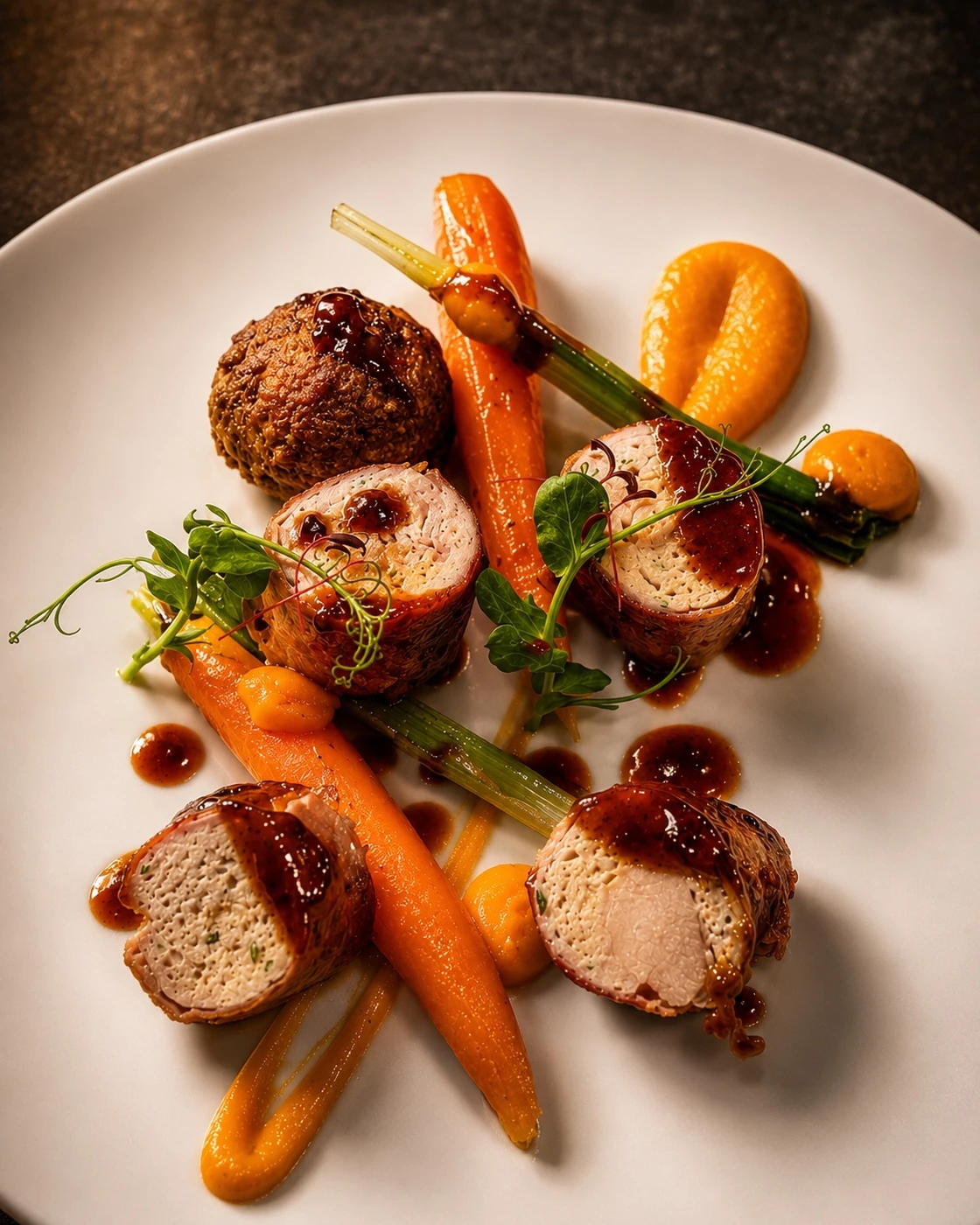 Stuffed chicken with carrots